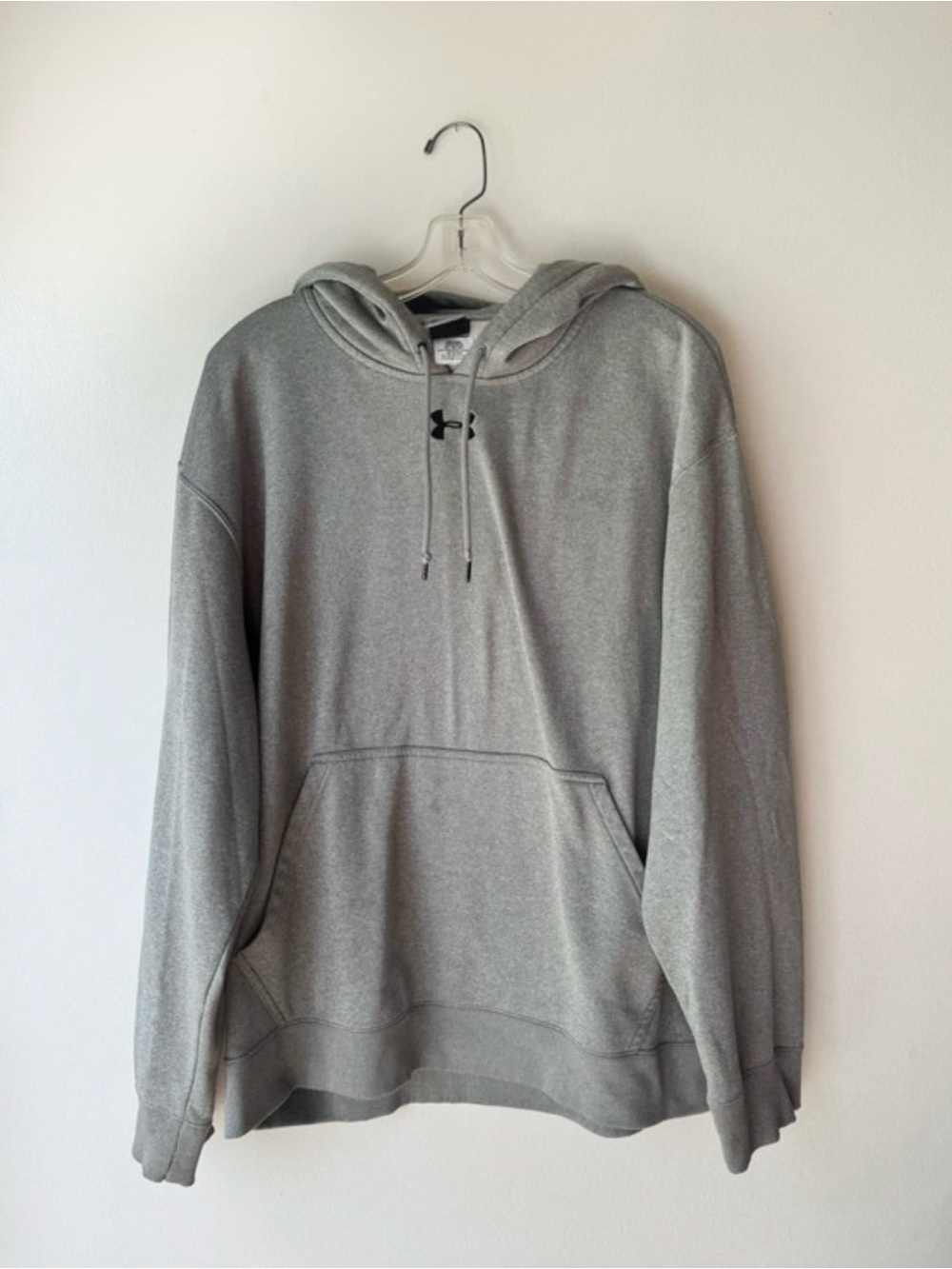 Under armour men's grey pull over hoodie sweatshirt size large